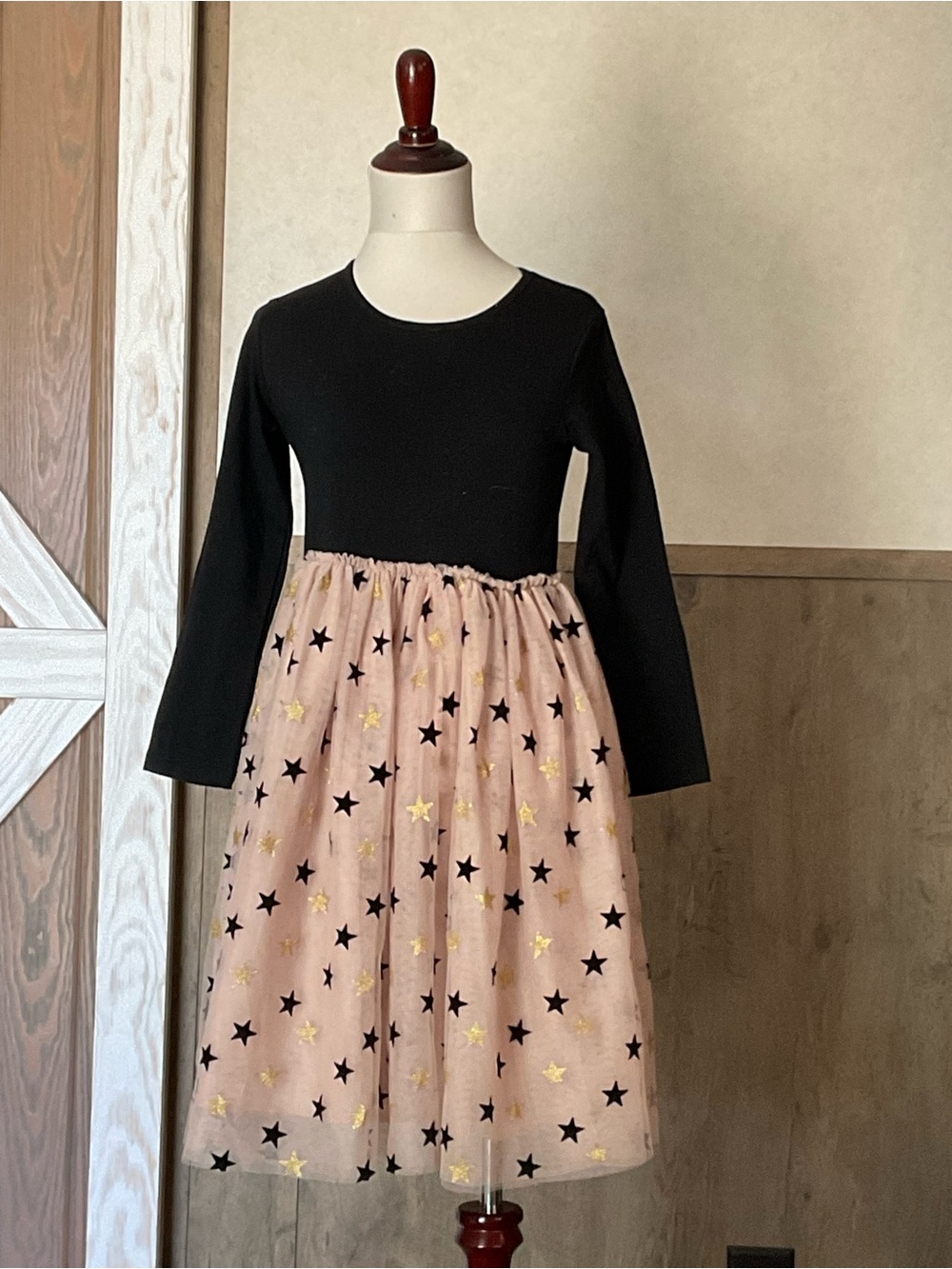 Girls' Black & Pink Star Tulle Dress size 5(girls)